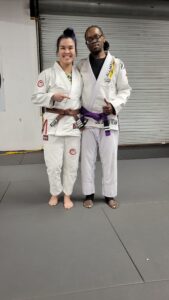 Katie Eagan and Girl-Jitsu owner after Bia Mesquita Seminar